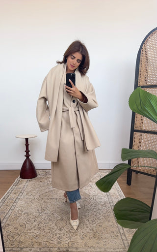 Beige coat with scarf- margot