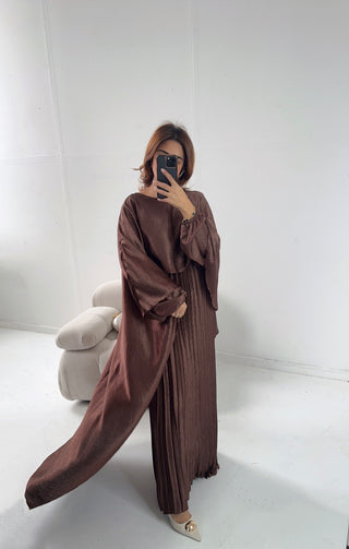 Coco pleated cape dress -mula - Fash Focused