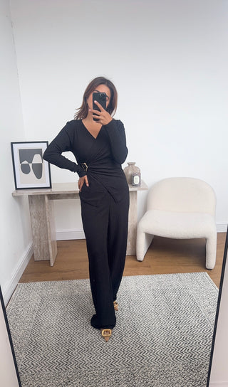 Black ruched wrap coord - Yenvi - Fash Focused