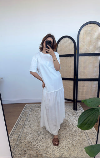 White T shirt dress- vela - Fash Focused