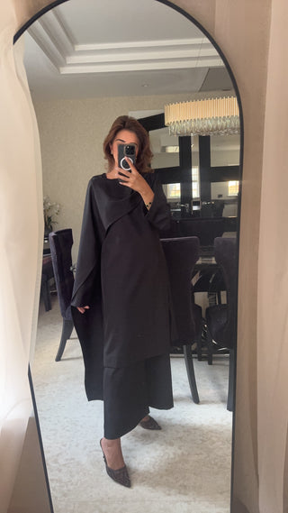 Black draped coord set- atheer