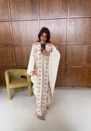 Cream embroidered kaftan - layla - Fash Focused