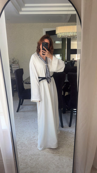 White neck scarf dress- Mara - Fash Focused