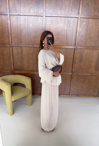 Cream shirred coord- solea