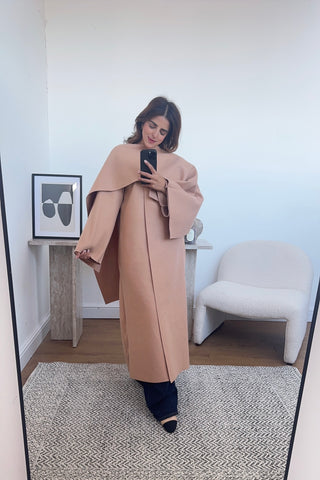 Camel long scarf cape jacket- daria - Fash Focused