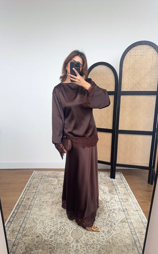 Coco lace satin two piece skirt coord- ilham - Fash Focused