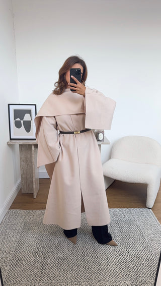 Cream long scarf cape jacket- daria - Fash Focused