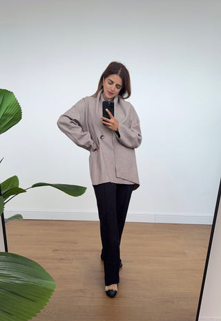 Taupe scarf jacket - enve - Fash Focused