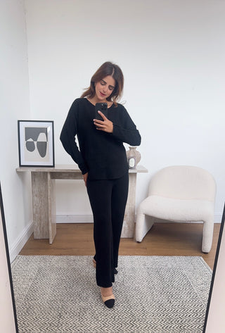 Black basic knit coord - ema - Fash Focused