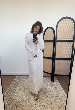 Cream fully lined lace dress- jayna - Fash Focused