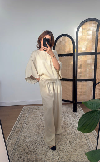 Beige flowy coord set- naiara - Fash Focused