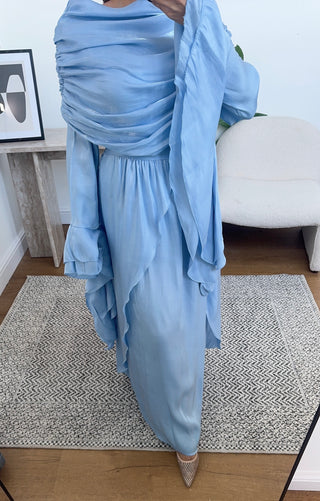 Powder blue flare sleeve dress- grecia