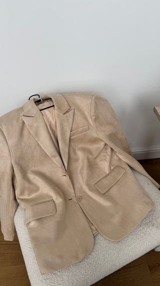 Beige suede blazer- xia - Fash Focused