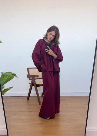 Wine casual coord - Rida - Fash Focused