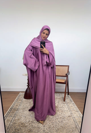 Violet three piece abaya set- siria - Fash Focused