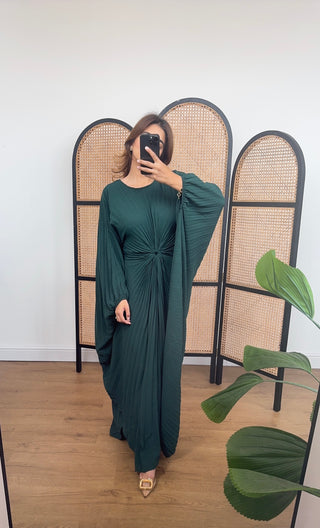 Emerald Pleated dress with a belt - aria