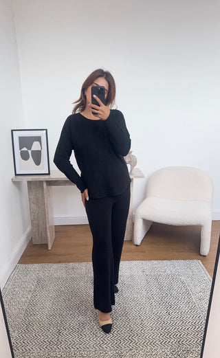 Black basic knit coord - ema - Fash Focused