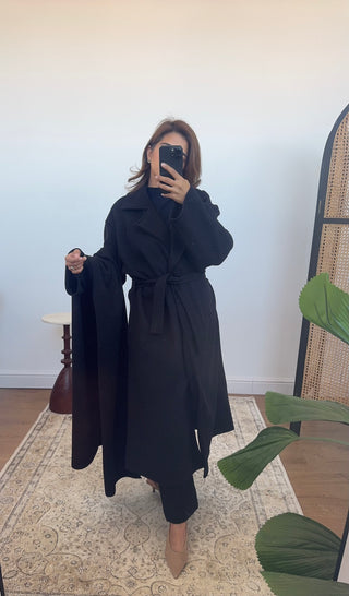 Black coat with scarf- margot