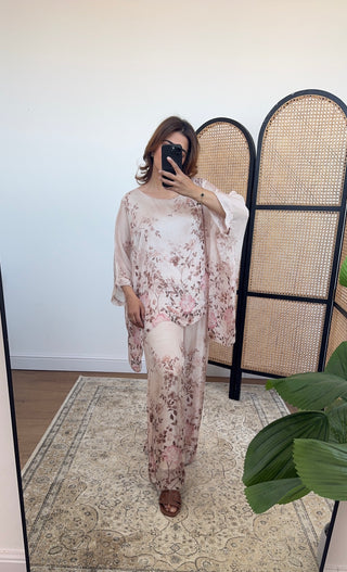 Cream floral chiffon coord- Nalani - Fash Focused