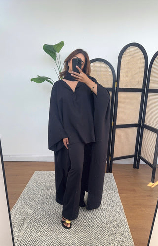 Black high low top with scarf - ariya - Fash Focused