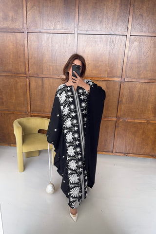 black embroidered kaftan - layla - Fash Focused