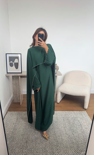 Emerald pearl cape dress- sisi - Fash Focused