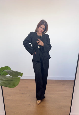 Black suede blazer two piece- eila - Fash Focused