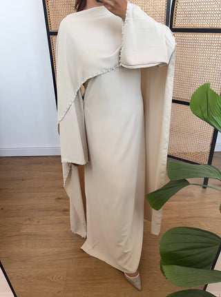 Beige pearl cape dress- sisi
