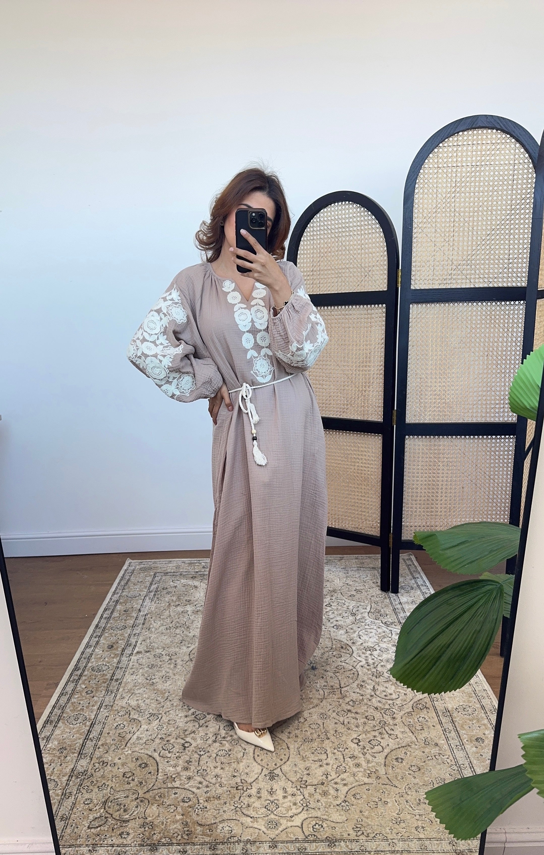 nude cotton dress A011---nude Pink Smock Silk Cotton Blend Dress (excluding Inner Slip), Beachwear, Deep V Neck Dress, Made to Order