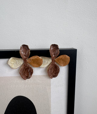 Brown petal earrings