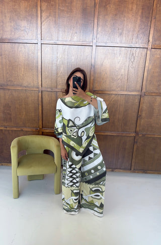 Green mosaic printed coord- serafina