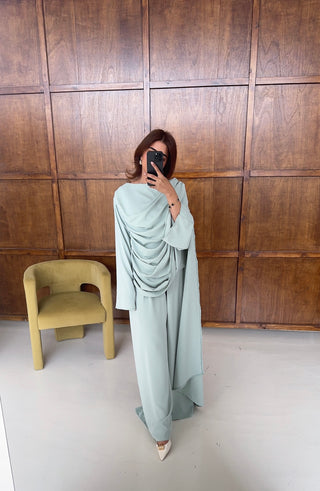 mint drape cape two piece- vivi - Fash Focused