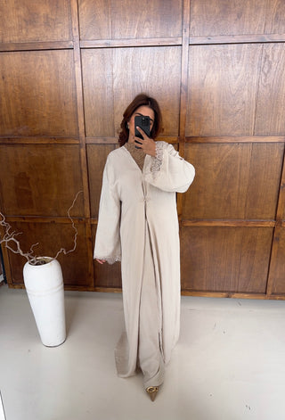 Cream two piece kimono set- amal - Fash Focused