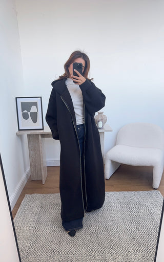 Black zip hoodie dress- naya - Fash Focused