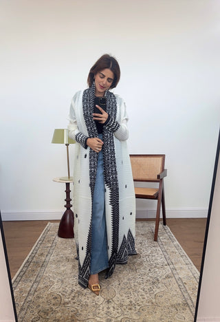 Dani printed kimono white/black - Fash Focused