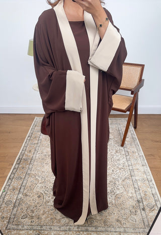 coco/cream two piece abaya set-  vani - Fash Focused