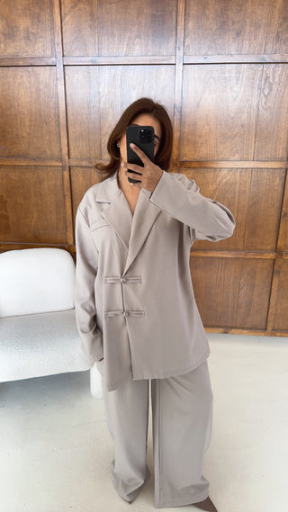 Taupe blazer coord set- gaida