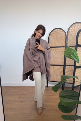 Taupe cape jacket- aya