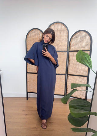 Navy high neck dress- elodie