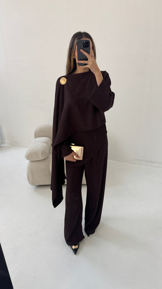 Coco scarf coord with gold brooch- imani - Fash Focused