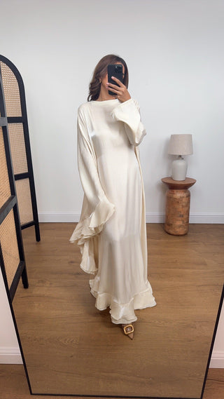 Shimmer kaftan dress in Cream- Karasi - Fash Focused