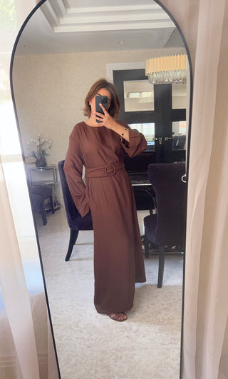 Coco linen mix dress with belt- naria