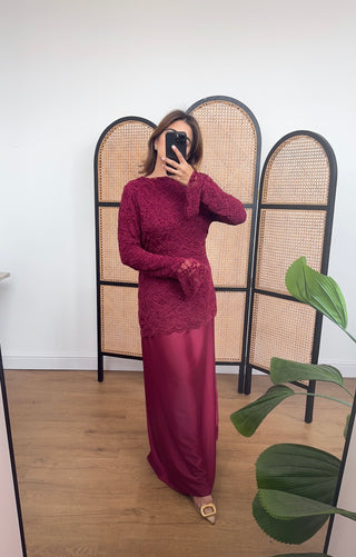 Wine lace dress- valentina