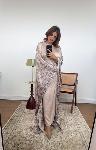 Cream printed diamente kaftan- rimal - Fash Focused