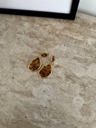 Golden tortoise drop earrings - Fash Focused