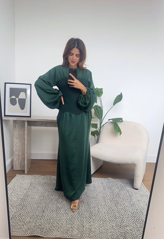 Emerald long sleeve dress- bou