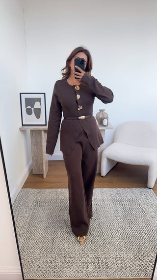 Coco knit coord with gold buttons - keli - Fash Focused