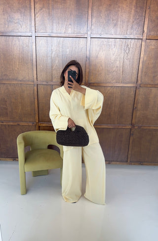 Butter yellow coord with mandarin collar- mila