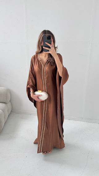 Brown pearl kaftan- marwa - Fash Focused