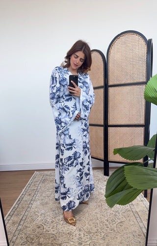 Navy floral printed dress- hana - Fash Focused